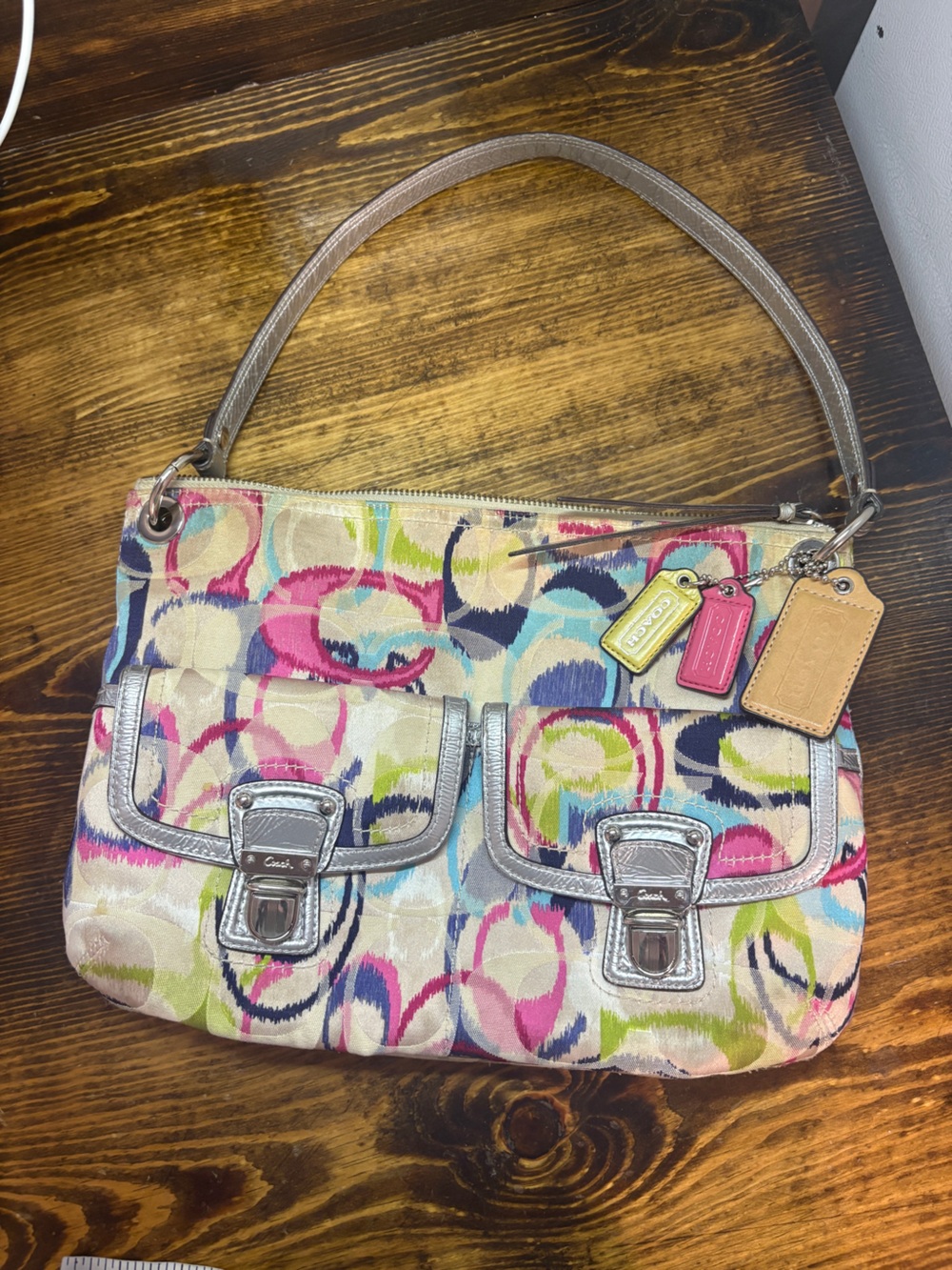 Coach poppy ikat scribble print shoulder bag